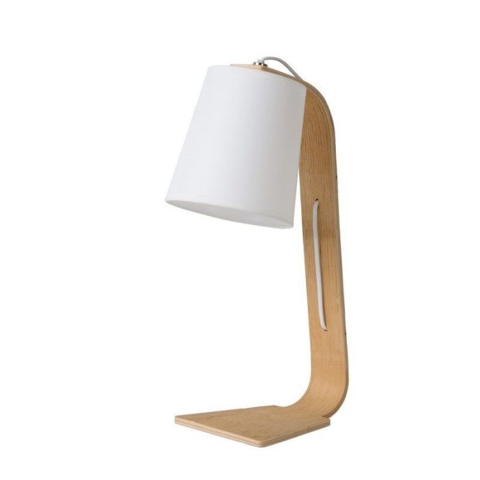 Træ bordlampe hvid, Nordic, med brytare