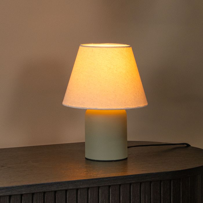 Keramik bordlampe grøn, Macia, med brytare