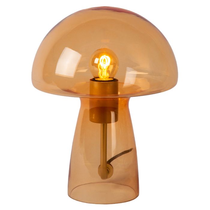 Orange bordlampe modern, Fungo, med brytare