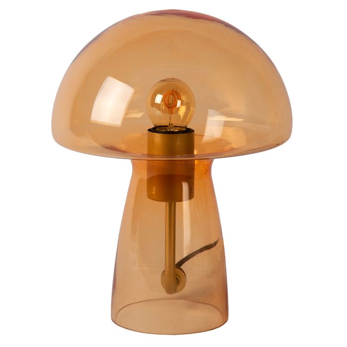 Orange bordlampe modern, Fungo, med brytare