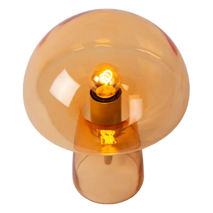 Orange bordlampe modern, Fungo, med brytare