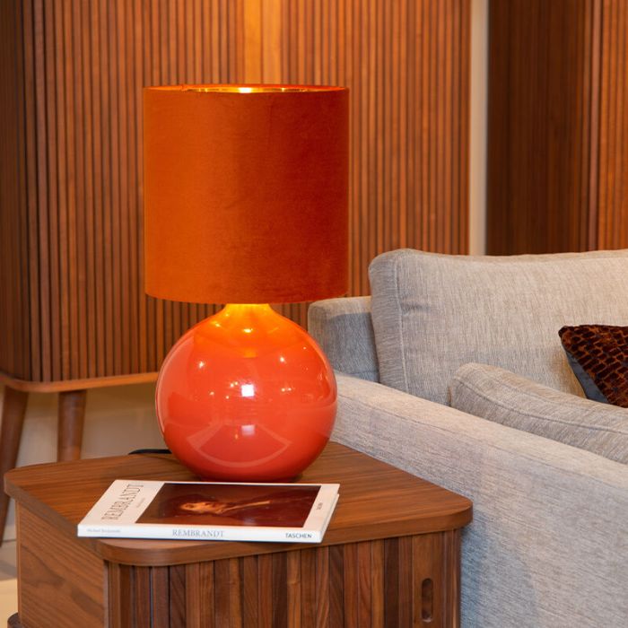 Orange bordlampe retro, Esterad, med brytare