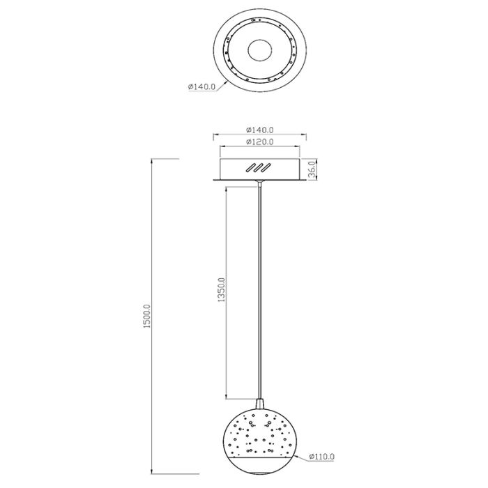 Sort pendler lampe modern, Sentubal, 6,3W, 2700K LED