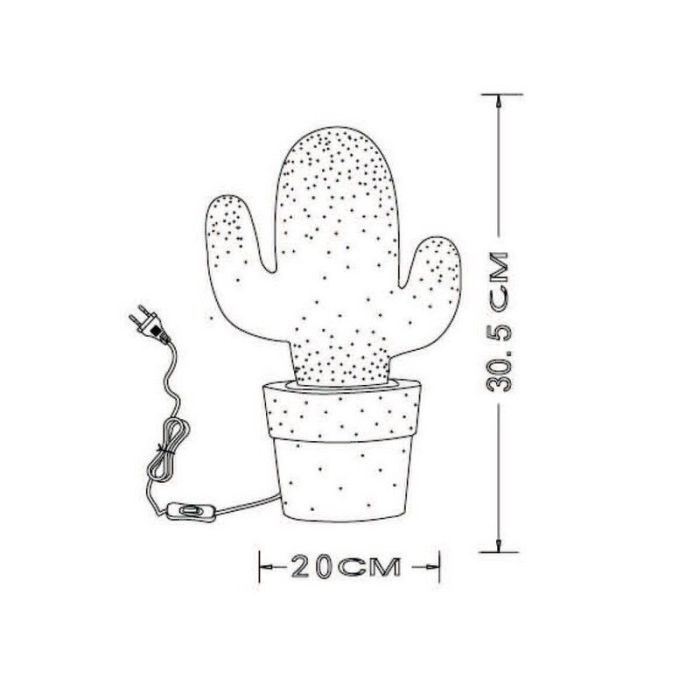 Keramik bordlampe grøn, Cactus, med brytare