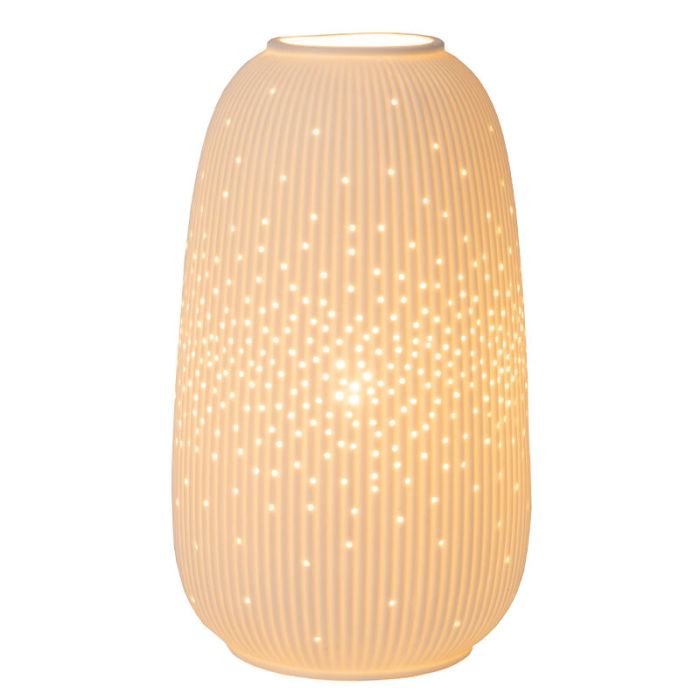 Keramik bordlampe hvid, Flores, med brytare