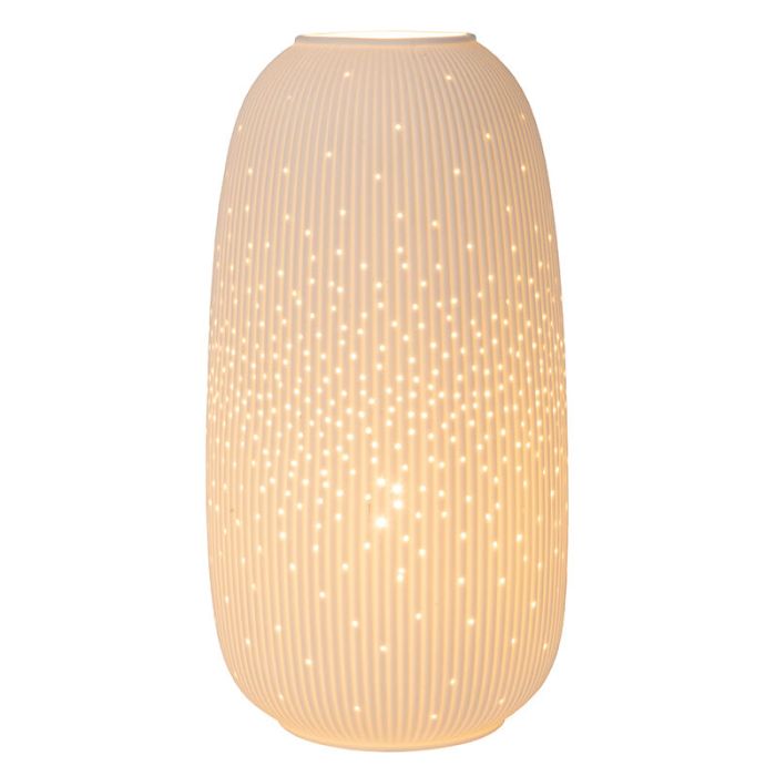 Keramik bordlampe hvid, Flores, med brytare