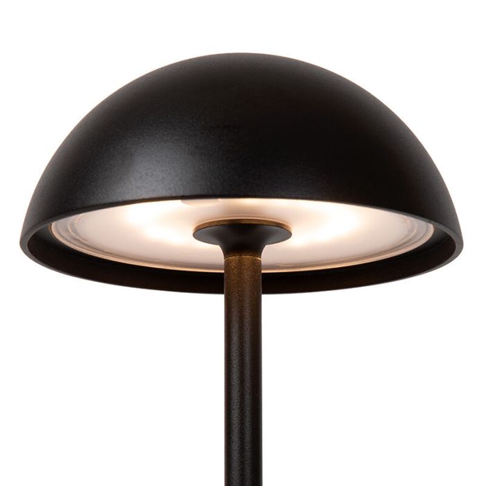 Sort udendørs bordlampe retro, Joy, 1,5W, 3000K LED, IP54, med beröringsdimmer