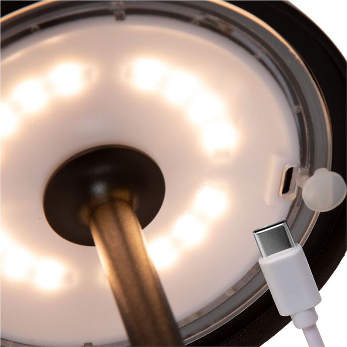 Sort udendørs bordlampe retro, Joy, 1,5W, 3000K LED, IP54, med beröringsdimmer