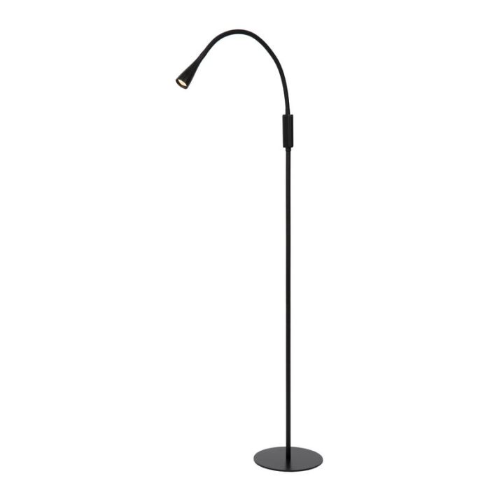 Sort læselampe gulv modern, Zozy, 3W, 3000K LED, 3 trins lysdæmper