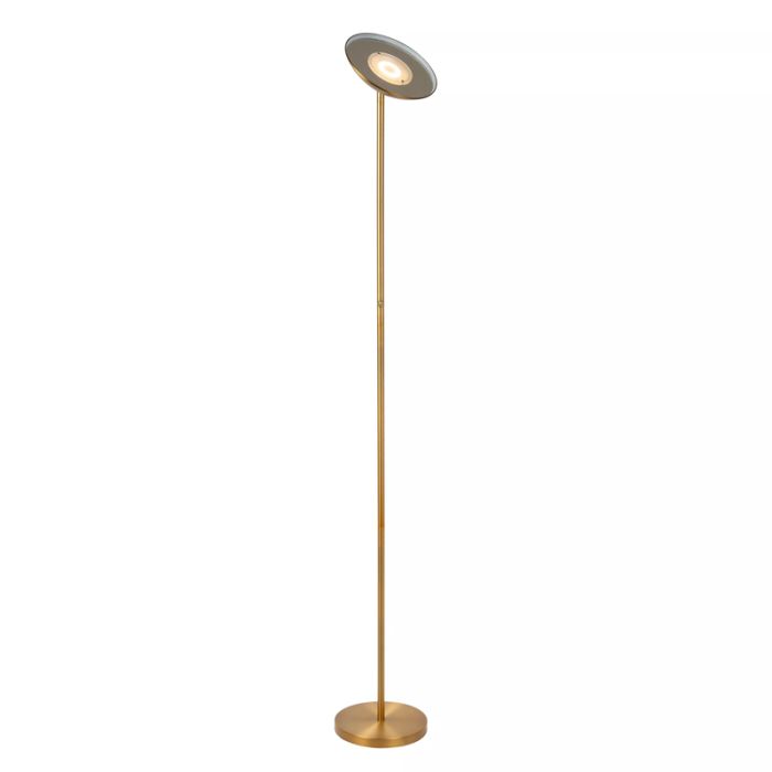 Messing læselampe gulv modern, Zenith, 20W, 3000K LED, med beröringsdimmer
