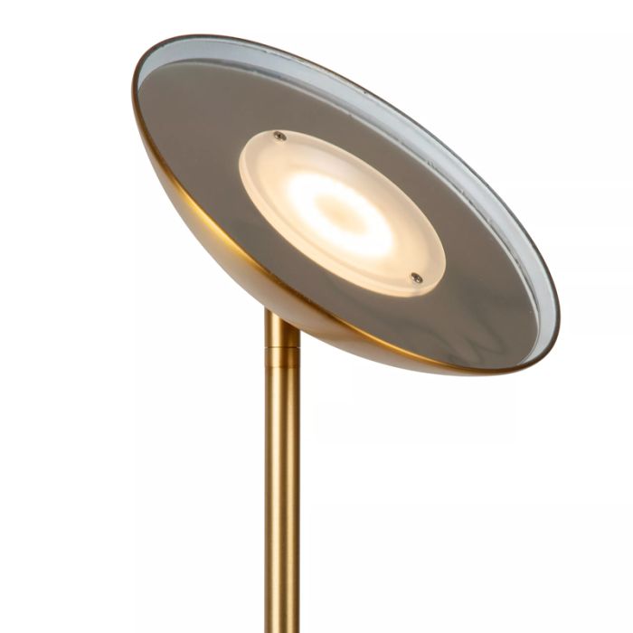 Messing læselampe gulv modern, Zenith, 20W, 3000K LED, med beröringsdimmer