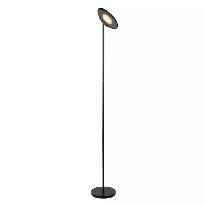 Sort læselampe gulv modern, Zenith, 20W, 3000K LED, med beröringsdimmer