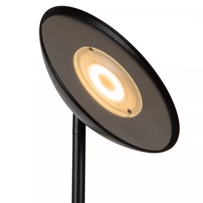 Sort læselampe gulv modern, Zenith, 20W, 3000K LED, med beröringsdimmer