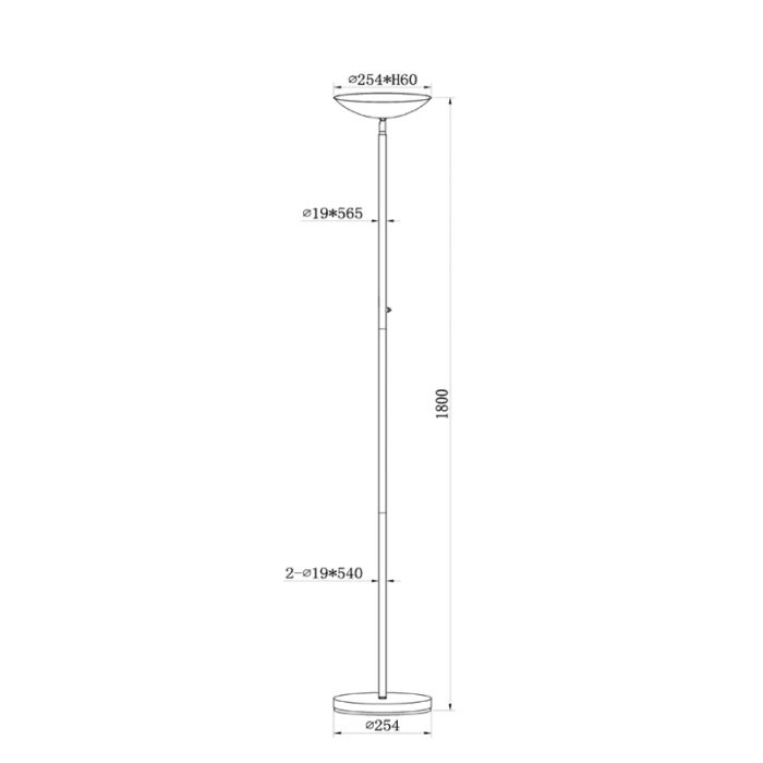 Hvid læselampe gulv modern, Zenith, 20W, 3000K LED, med beröringsdimmer