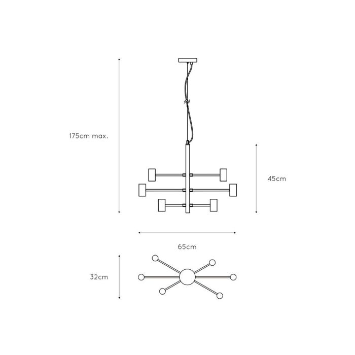 Sort pendler lampe modern, Leanne