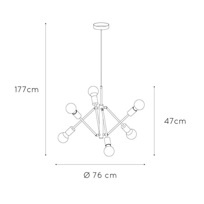 Sort pendler lampe modern, Lester