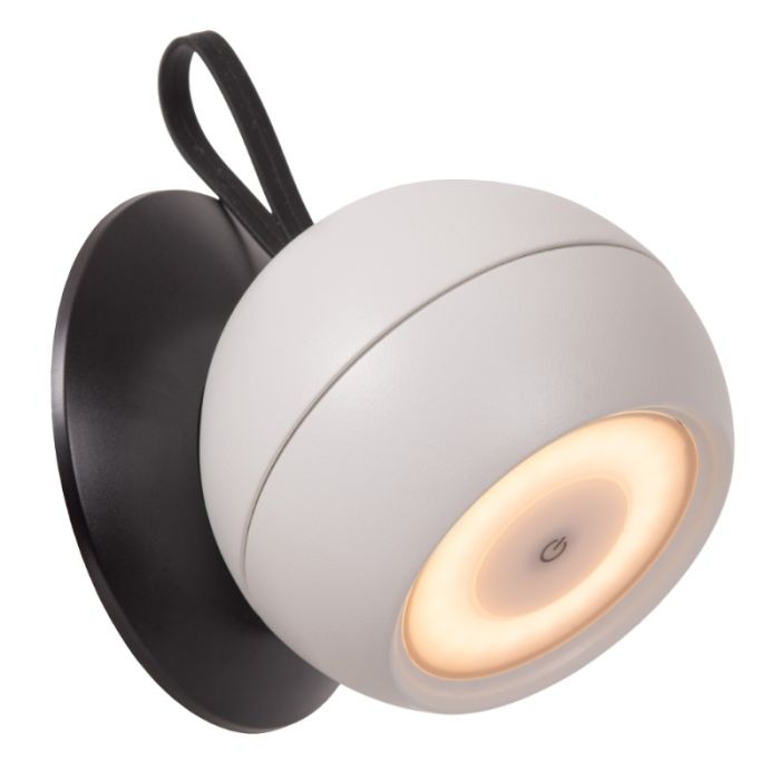 Hvid genopladelige væglampe modern, Lunex, 2W, 3000K LED, IP54, med brytare