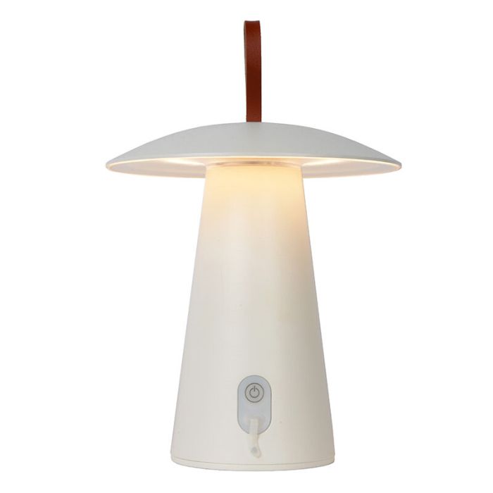 Hvid genopladelige udendørs bordlampe modern, La Donna, 2W, 2700K LED, IP54, med brytare