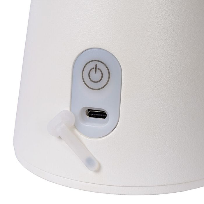 Hvid genopladelige udendørs bordlampe modern, La Donna, 2W, 2700K LED, IP54, med brytare