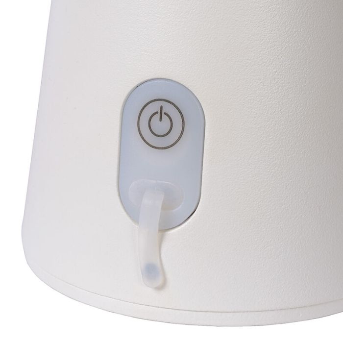 Hvid genopladelige udendørs bordlampe modern, La Donna, 2W, 2700K LED, IP54, med brytare
