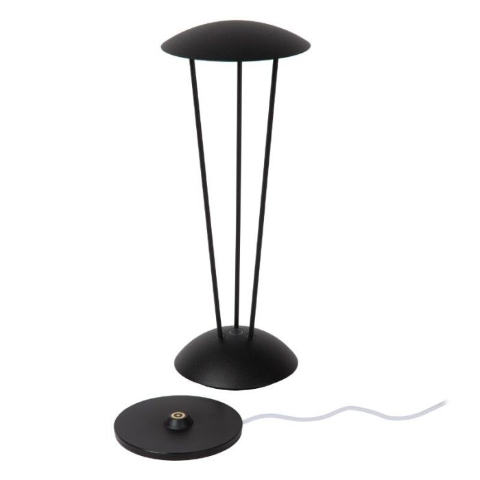 Sort genopladelige udendørs bordlampe modern, Renee, 2,2W, 2700K LED, IP54, med beröringsdimmer