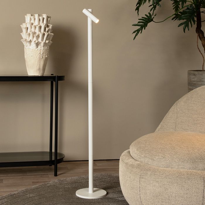 Hvid genopladelige gulvlampe modern, Antrim, 2,2W, 2700K LED, IP54, med beröringsdimmer