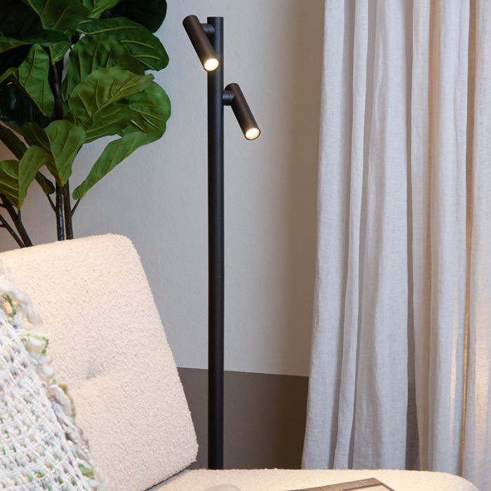 Sort genopladelige gulvlampe modern, Antrim, 2,2W, 2700K LED, IP54, med beröringsdimmer
