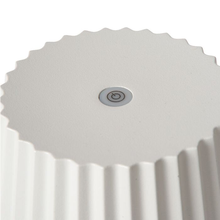 Hvid udendørs bordlampe rustik, Justine, 2W, 2700K LED, IP54, med beröringsdimmer