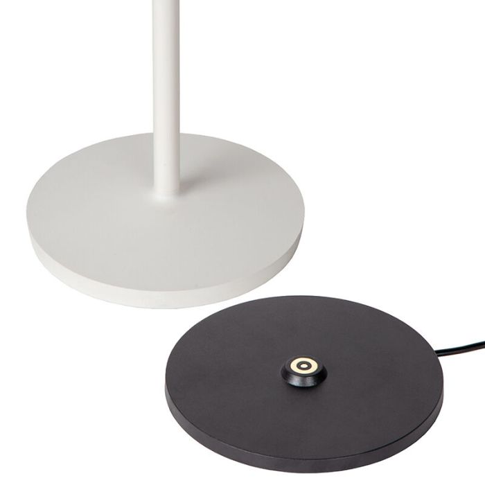 Hvid udendørs bordlampe rustik, Justine, 2W, 2700K LED, IP54, med beröringsdimmer