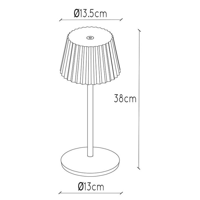 Hvid udendørs bordlampe rustik, Justine, 2W, 2700K LED, IP54, med beröringsdimmer