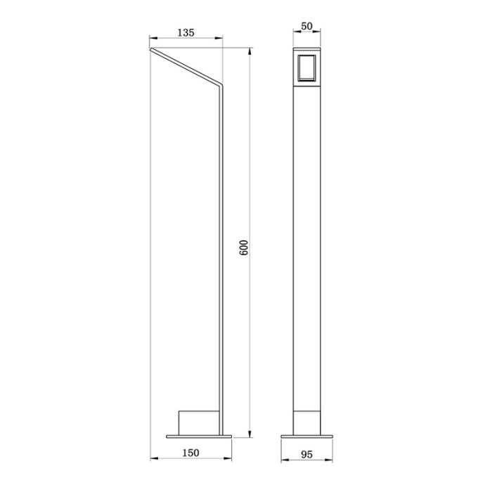 Sort udendørslampe modern, Lawford, 6W, 3000K LED, IP54