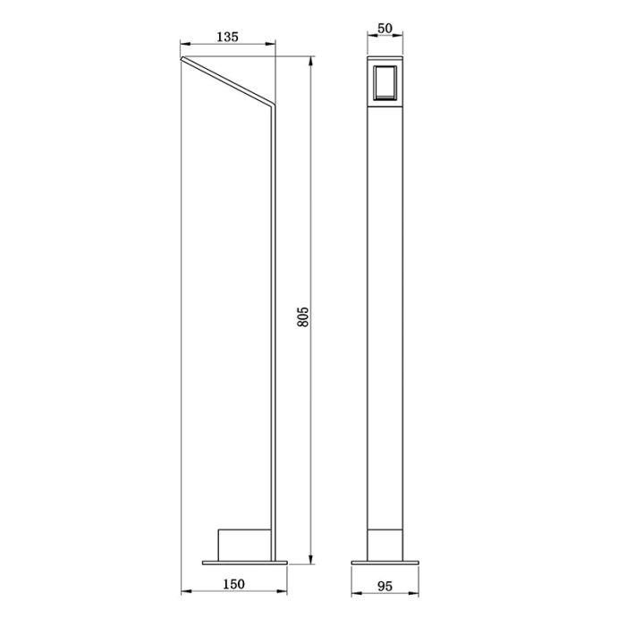 Sort udendørslampe modern, Lawford, 6W, 3000K LED, IP54