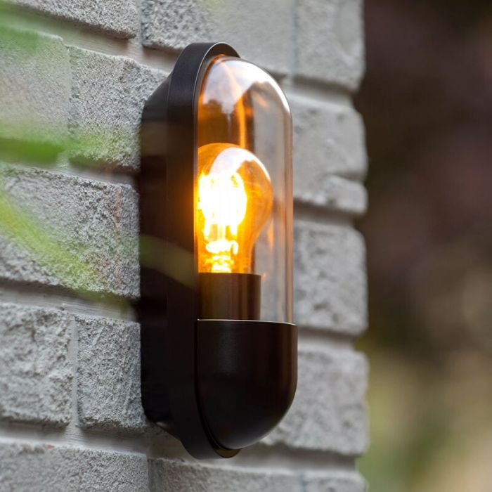 Sort udendørslampe klassisk, Capsule, IP54