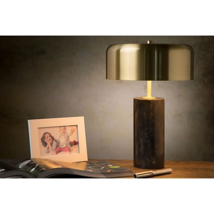 Marmor bordlampe guld, Mirasol, med brytare