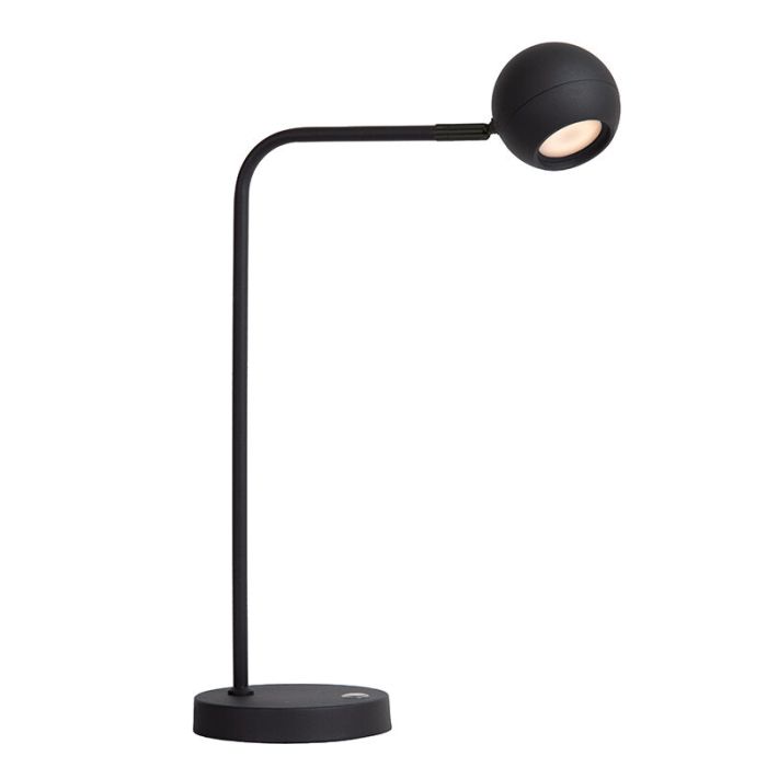 Sort genopladelige bordlampe modern, Comet, 3W, 2700K LED, med beröringsdimmer