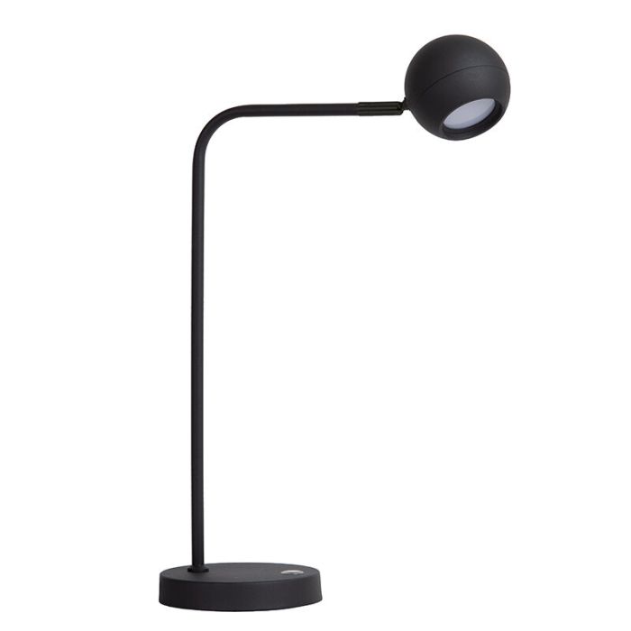 Sort genopladelige bordlampe modern, Comet, 3W, 2700K LED, med beröringsdimmer