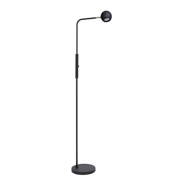 Sort genopladelige gulvlampe modern, Comet, 3W, 2700K LED, med beröringsdimmer