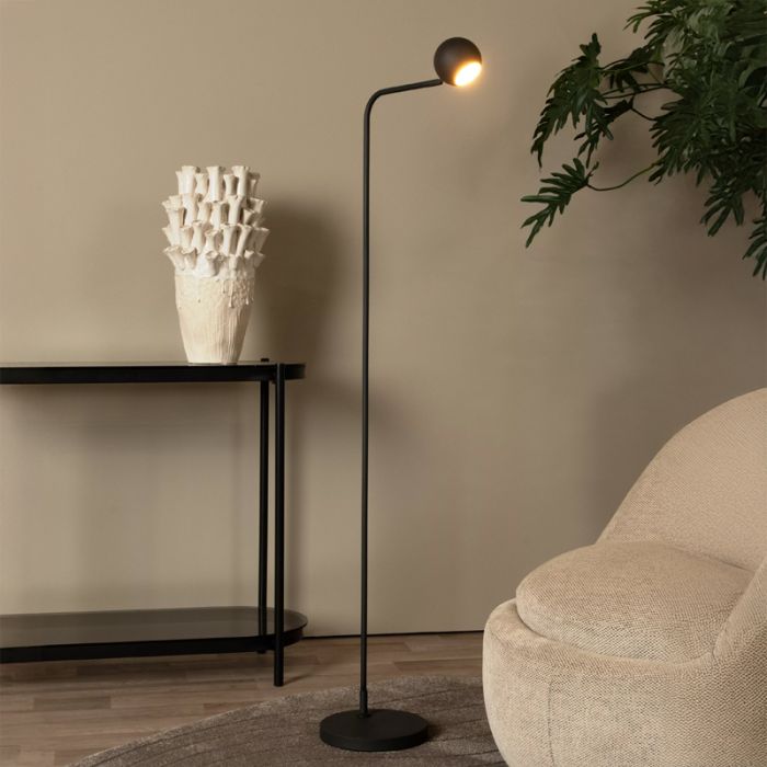 Sort genopladelige gulvlampe modern, Comet, 3W, 2700K LED, med beröringsdimmer