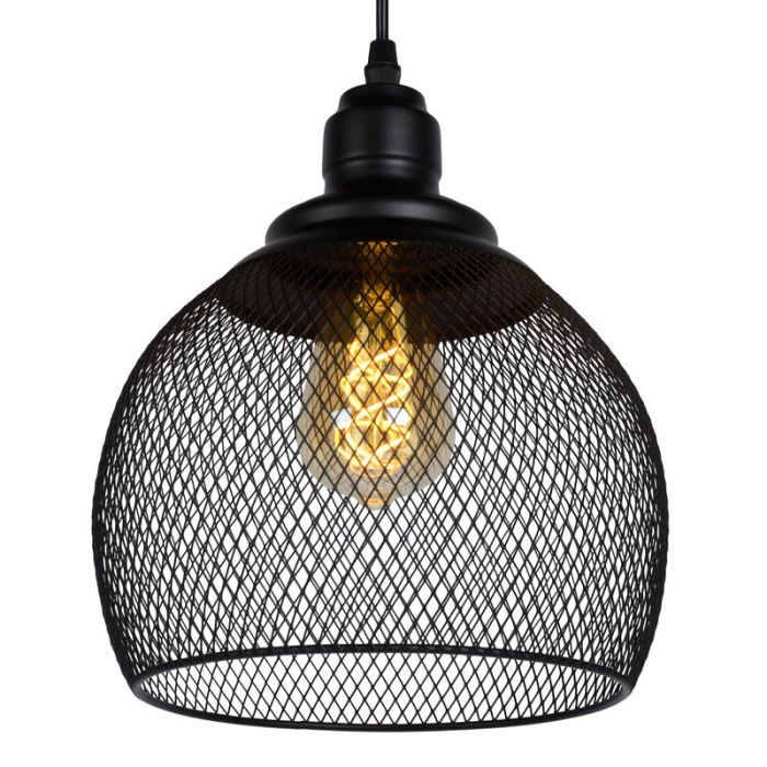 Sort pendler lampe retro, Mesh