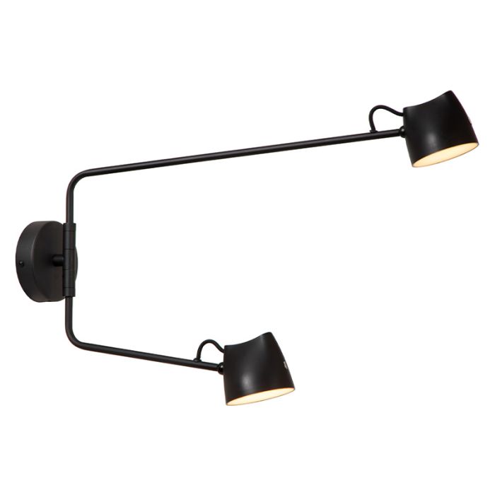 Sort genopladelige væglampe rustik, Milne, 6W, 2700K LED, med beröringsdimmer