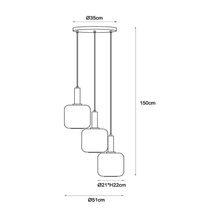 Sort pendler lampe modern, Eloise