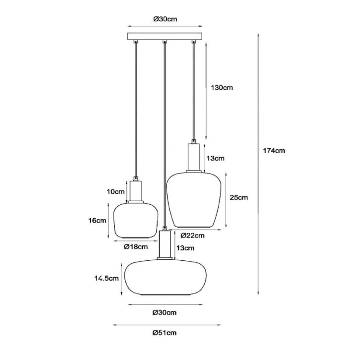 Multi-Farvet pendler lampe retro, Ilona