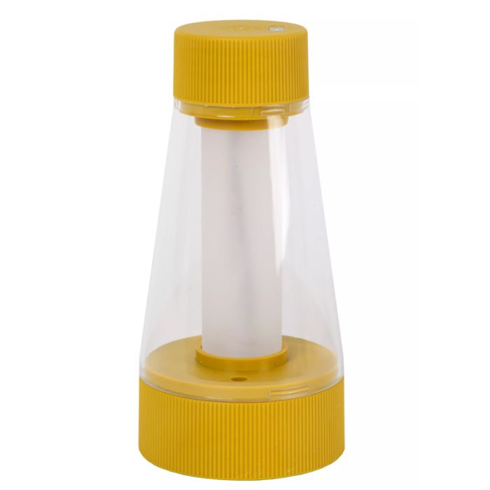 Gul genopladelige udendørs bordlampe modern, Lorali, 1,2W, 2700K LED, IP44, med beröringsdimmer