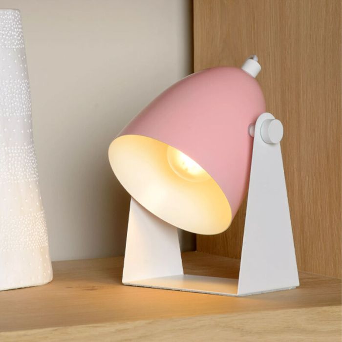 Lyserød bordlampe modern, Chago, med brytare