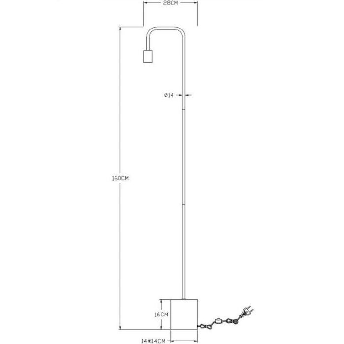Sort gulv lampe modern, Lorin, med brytare