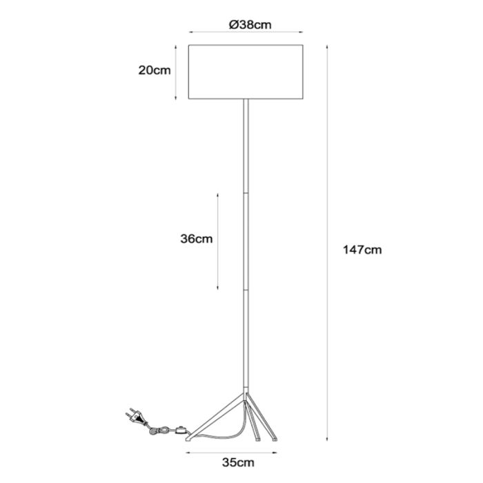 Sort gulv lampe modern, Tondo, med brytare