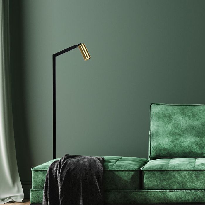 Sort gulv lampe modern, Sybil, med brytare