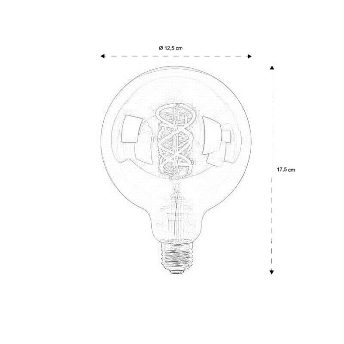 Dæmpbar E27 LED glødetråd G125 pærelampe Ekstra stor, Ekstra varm hvid, 5 Watt