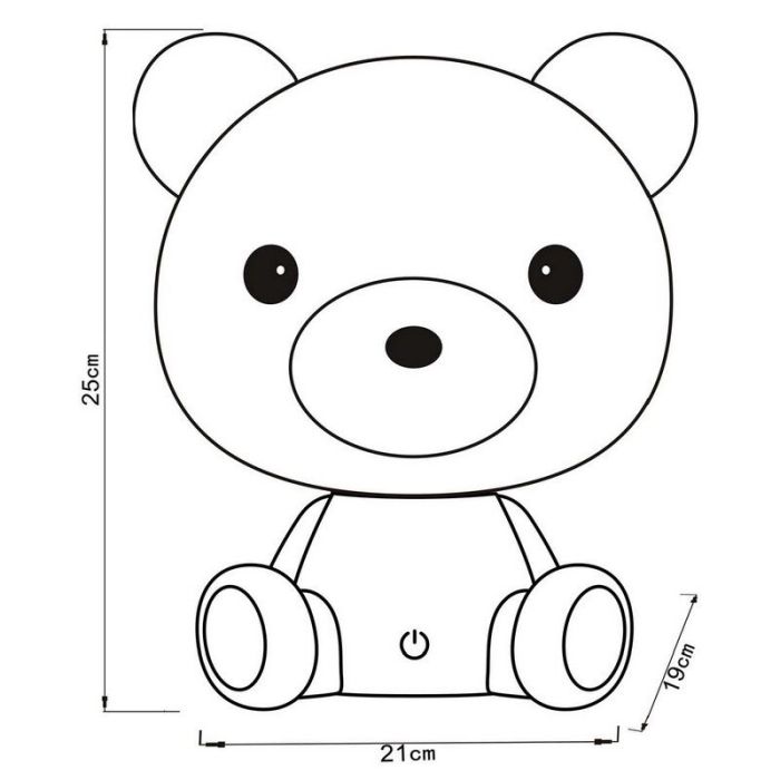 Hvid bordlampe til børneværelse, Dodo Bear, 3W, 3000K LED