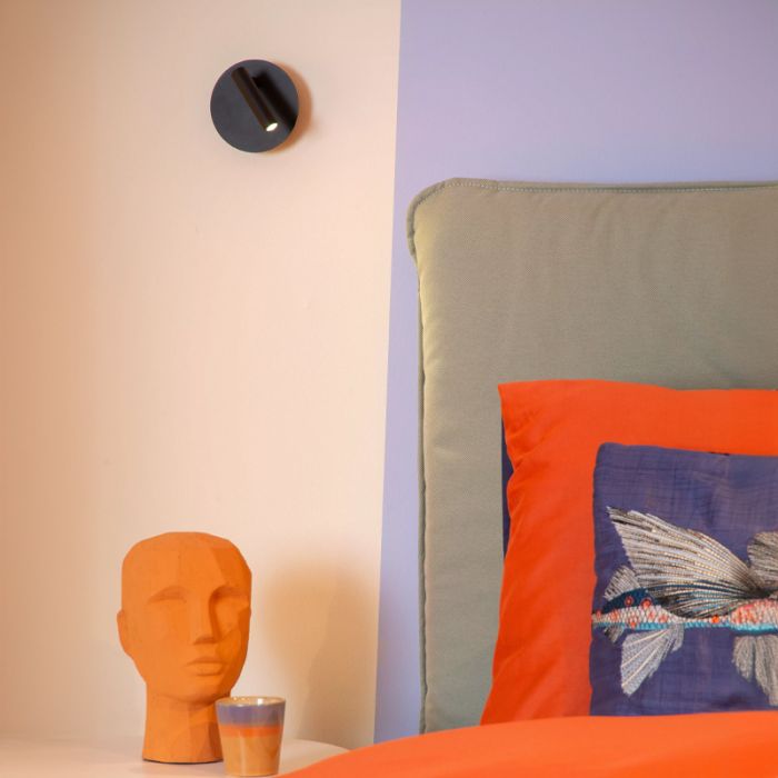 Sort sengelampe modern, Jolijn, 2W, 3000K LED, med brytare